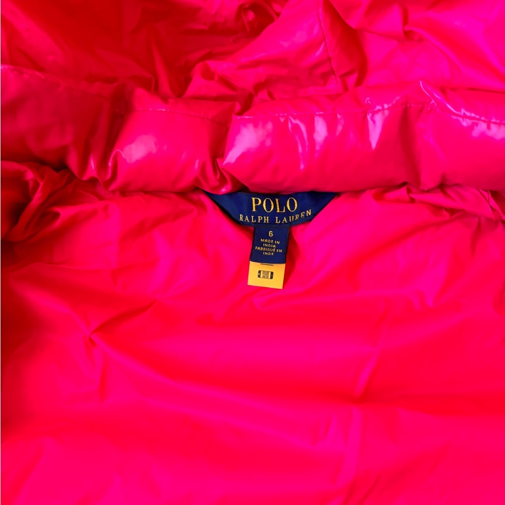 Ralph Lauren Polo Water Repellent Down Coat. Preppy Pink. Hooded Bubble Coat. - Picture 3 of 5